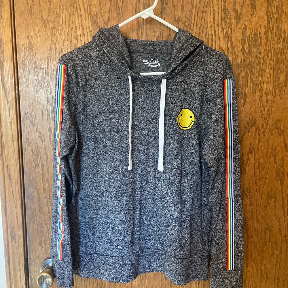 Joe Boxer Gray Hoodie with Rainbow Stripes ***